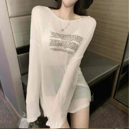 Loose T-shirts for Women Letter Pattern Simple Design Korean Style Summer Clothing Thin All-match Young Students Tops New Trendy