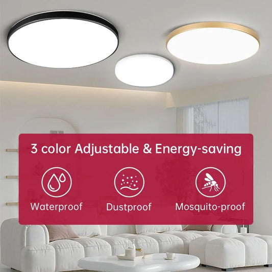 Plafon LED 18W/30W/40W IP44 do łazienki, kuchni i salonu – zimna, neutralna i ciepła biel