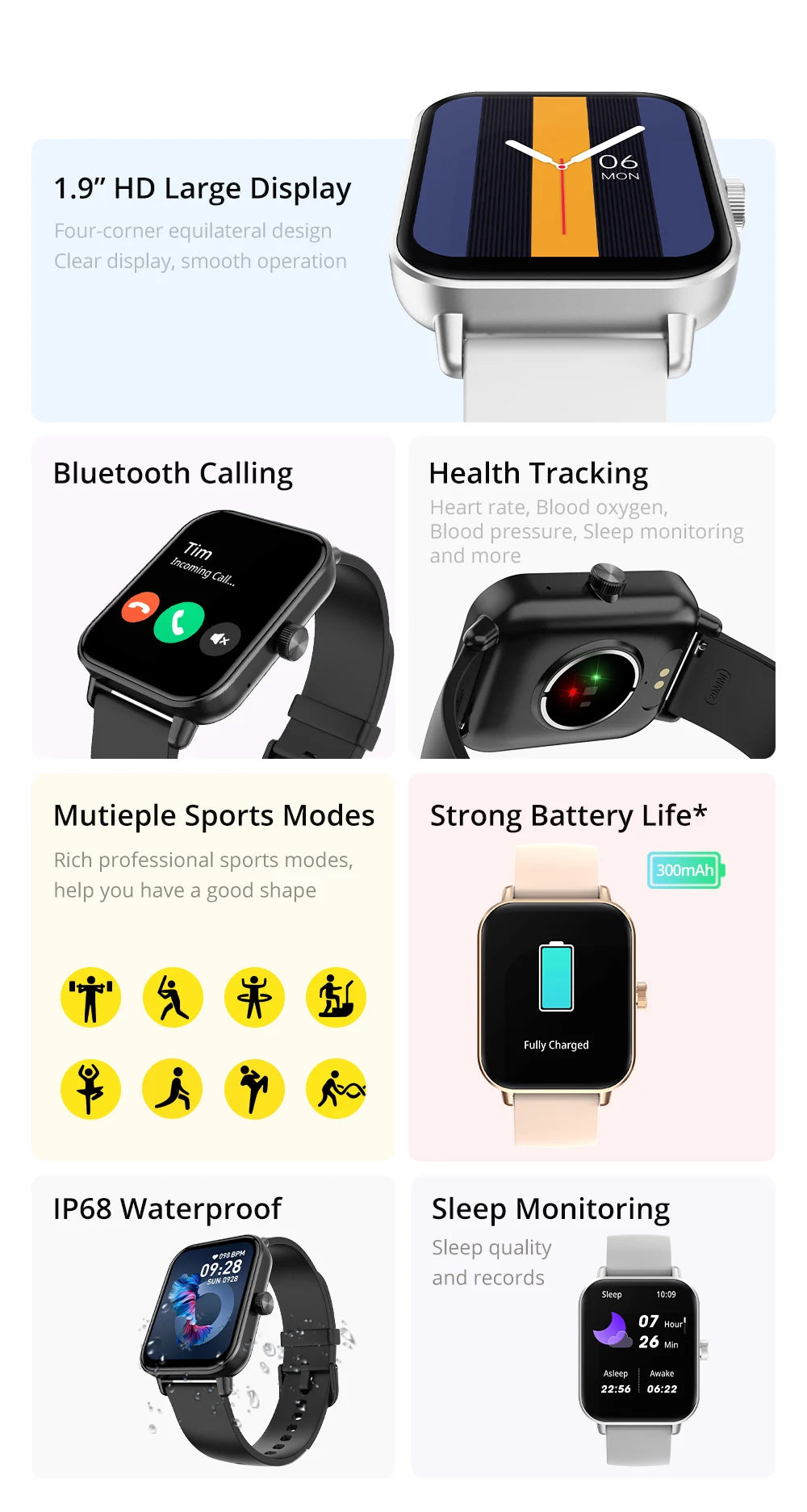 Smartwatch COLMI P81 z rozmowami Bluetooth, monitorem zdrowia 24H i 100+ trybami sportowymi