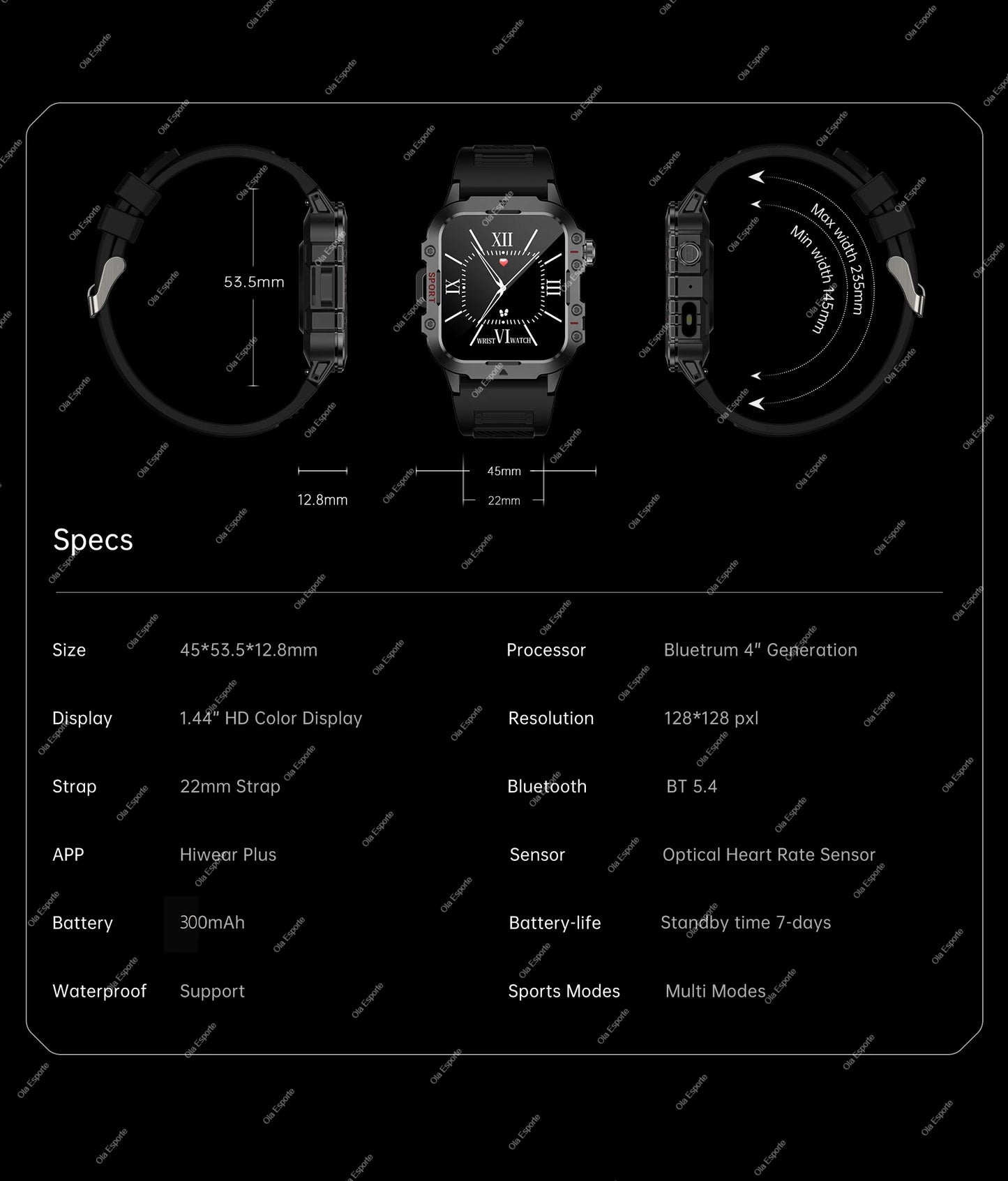Militarny Smartwatch Męski z Latarką LED i Ekranem 2,01" HD | Bluetooth, Tętno, SpO2