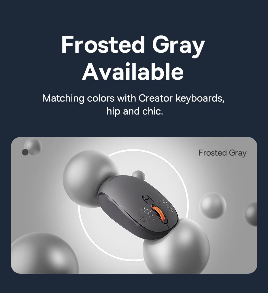 Baseus F01B Mysz Bezprzewodowa Bluetooth 3w1 (BT5.0 + BT3.0 + 2.4GHz) 1600DPI Cicha Ergonomiczna