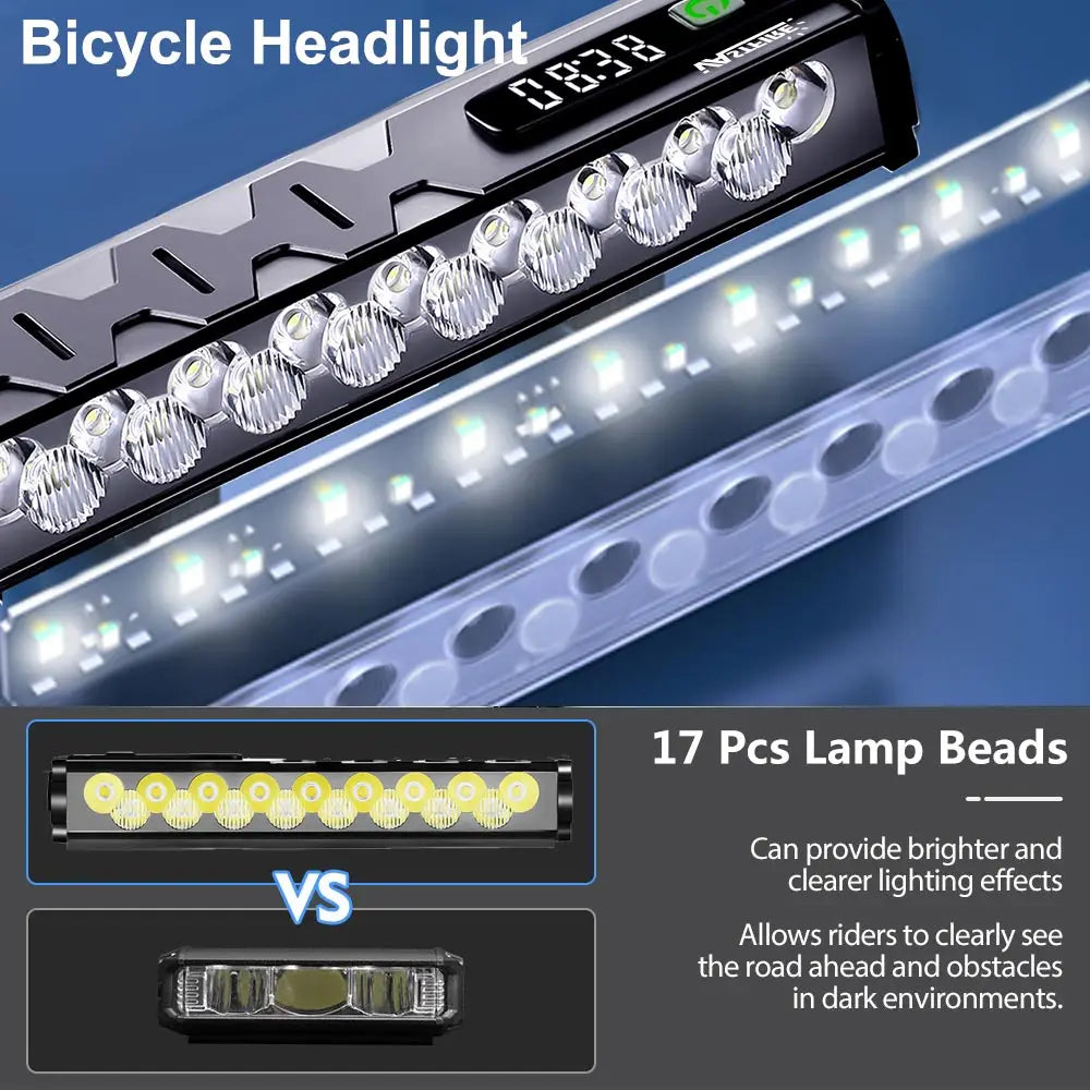 Bicycle Light Front 8/17LED 25500Lumen Bike Light 10000mAh Waterproof Flashlight USB Charging MTB Road Cycling Lamp Accessories
