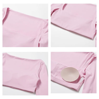 Sportowy Crop Top Damski z Kwadratowym Dekoltem – Szybkoschnący do Jogi i Siłowni