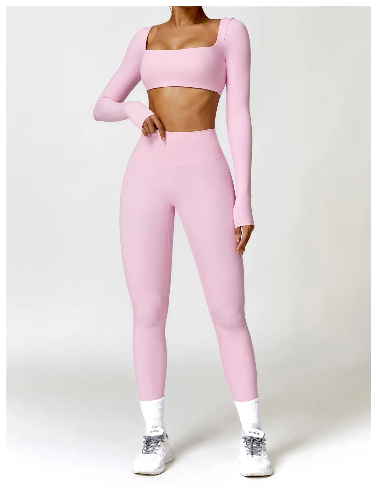 Sportowy Crop Top Damski z Kwadratowym Dekoltem – Szybkoschnący do Jogi i Siłowni
