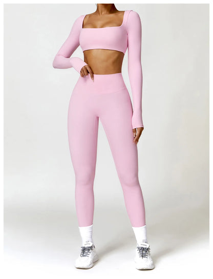Sportowy Crop Top Damski z Kwadratowym Dekoltem – Szybkoschnący do Jogi i Siłowni