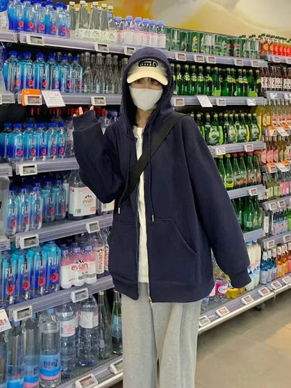 Bluza Kurtka Damska z Zamkiem Y2K Harajuku – Koreański Streetwear Jesień