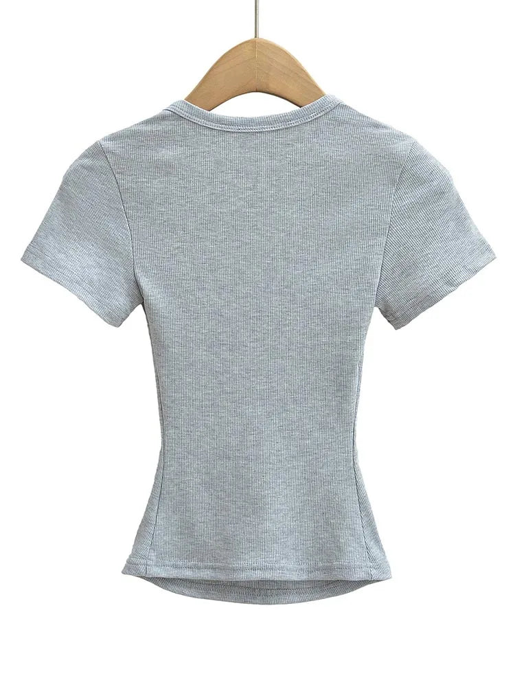 Damska bluzka crop top slim fit kwadratowy dekolt lato