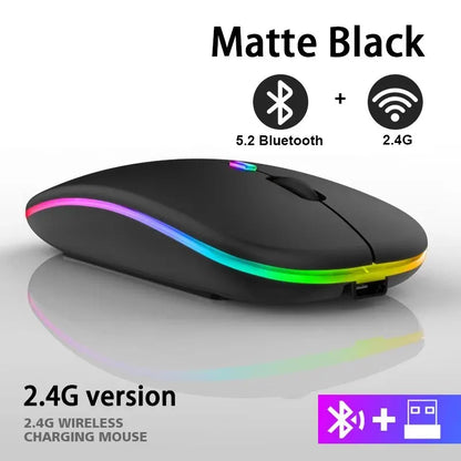 Mysz bezprzewodowa Bluetooth RGB podświetlenie LED ergonomiczna do laptopa PC 3600 DPI ładowana USB