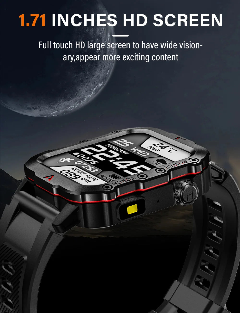 Smartwatch LAXASFIT Q11 – Latarka LED, Monitorowanie Zdrowia, Sport