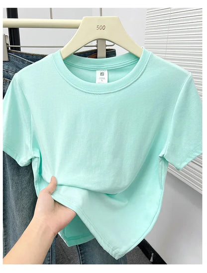 2026 Summer New High Quality Casual T Shirt Sexy Short Sleeved Sleeves Fashion Trend Solid Women Clothing Y2k Tops