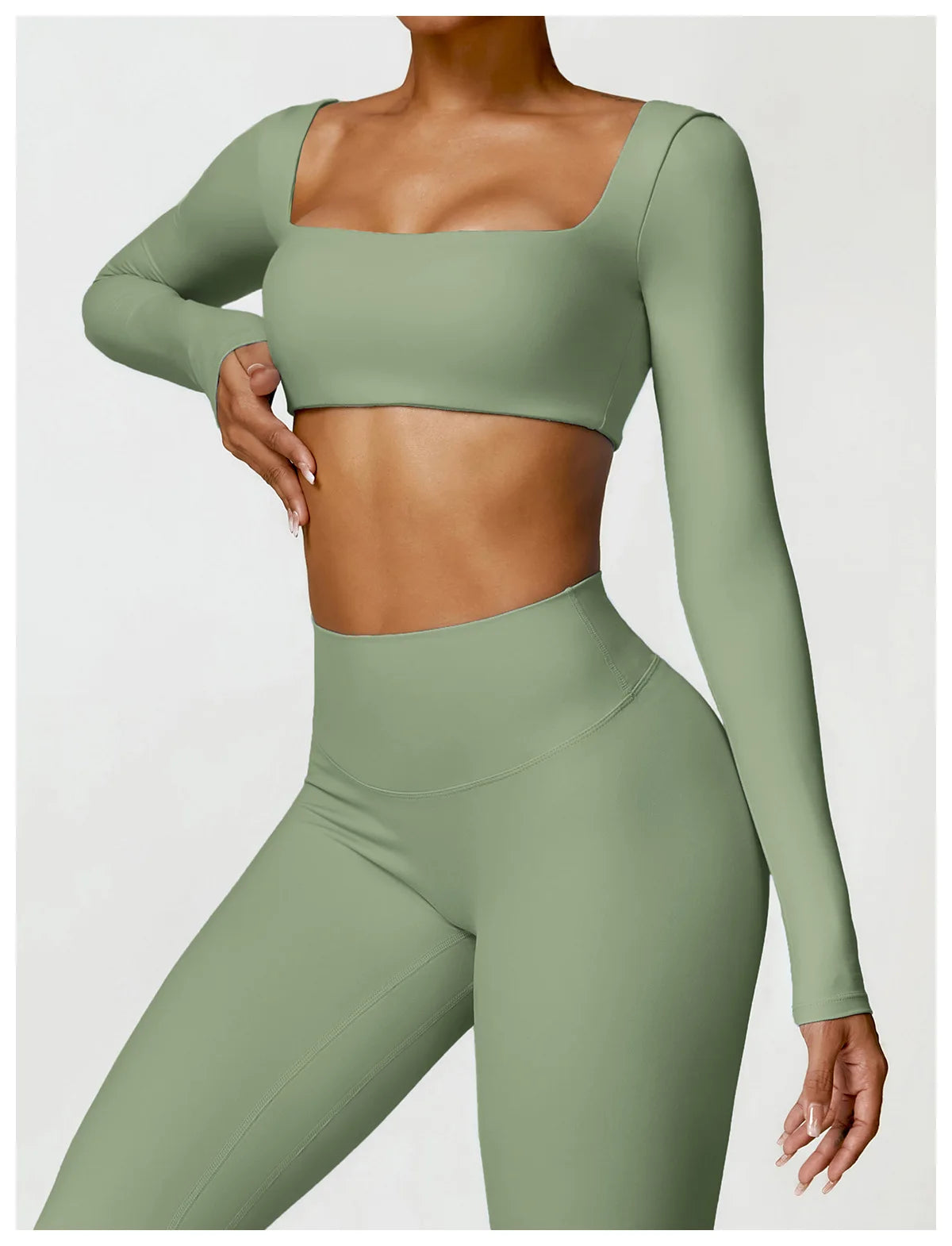 Sportowy Crop Top Damski z Kwadratowym Dekoltem – Szybkoschnący do Jogi i Siłowni