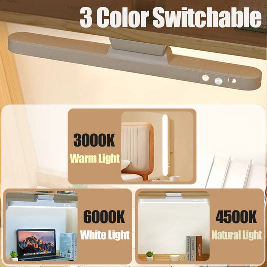 Lampka biurkowa LED USB z magnesem – 3 barwy światła, ściemnialna, akumulatorowa