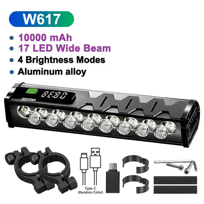 Bicycle Light Front 8/17LED 25500Lumen Bike Light 10000mAh Waterproof Flashlight USB Charging MTB Road Cycling Lamp Accessories