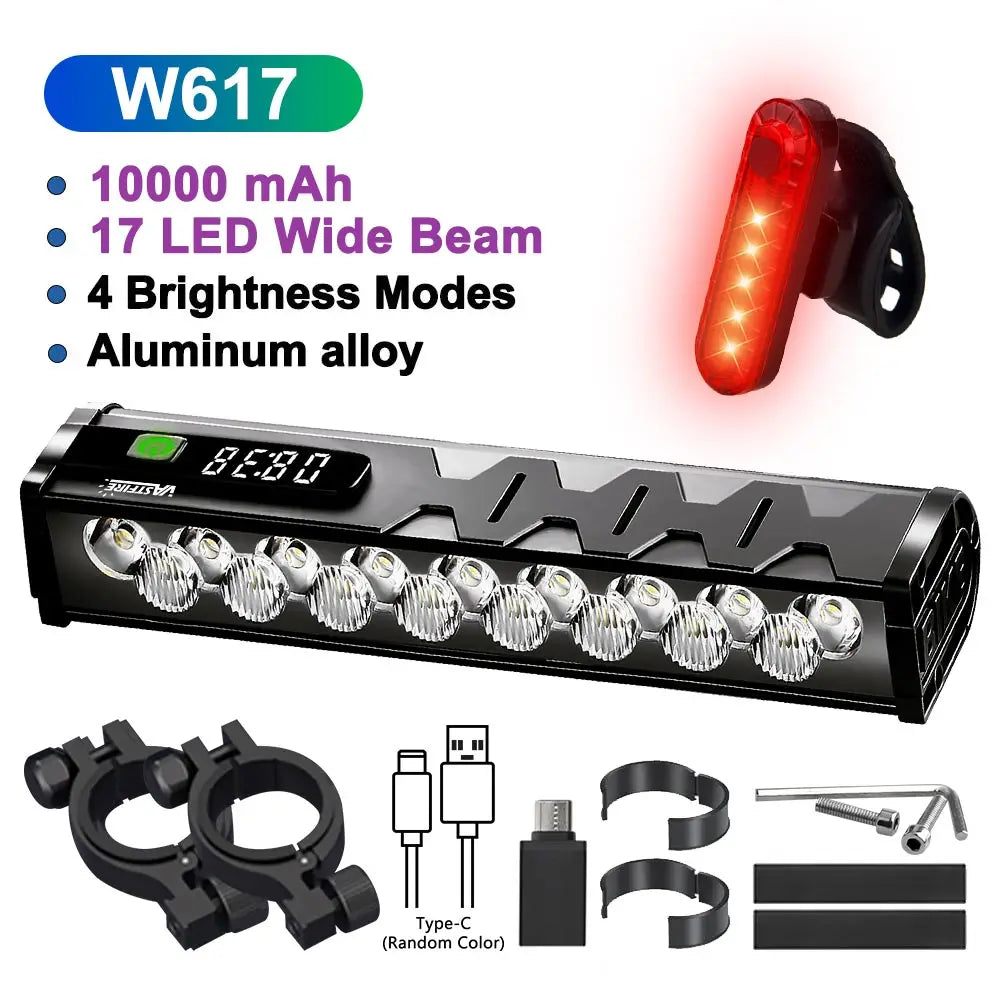Bicycle Light Front 8/17LED 25500Lumen Bike Light 10000mAh Waterproof Flashlight USB Charging MTB Road Cycling Lamp Accessories