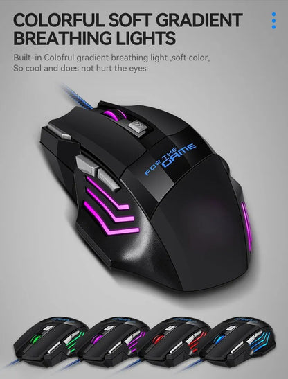 Mysz gamingowa RGB USB przewodowa 7 przycisków 5500 DPI ergonomiczna