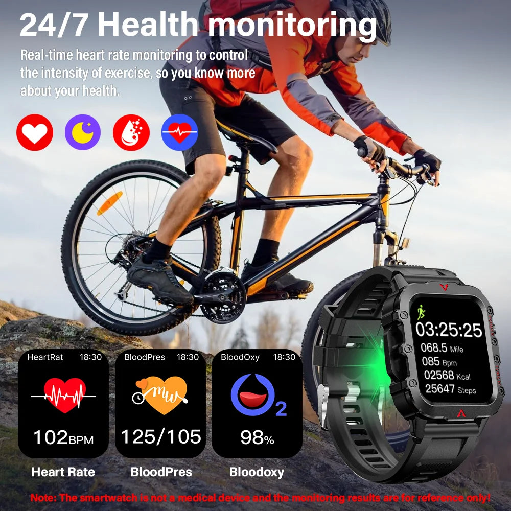 Smartwatch LAXASFIT Q11 – Latarka LED, Monitorowanie Zdrowia, Sport