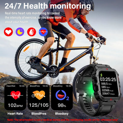 Smartwatch LAXASFIT Q11 – Latarka LED, Monitorowanie Zdrowia, Sport
