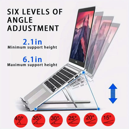 Składany Stojak pod Laptopa Aluminiowy 6 Poziomów Wysokości 8-16" Wentylacja