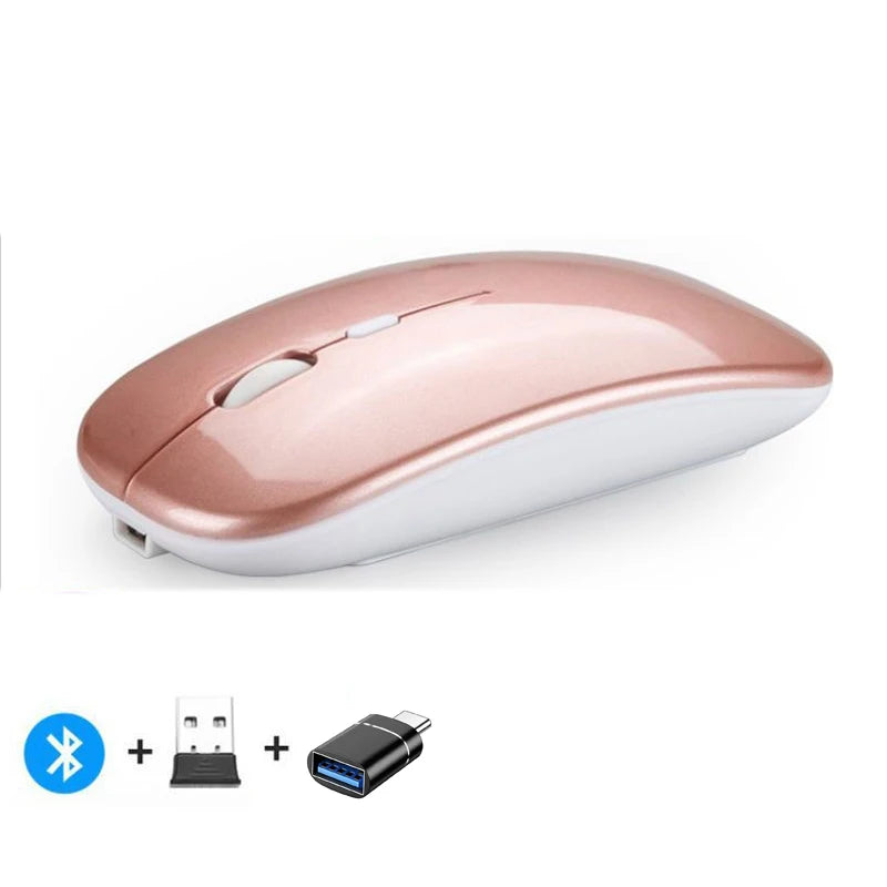Mysz bezprzewodowa Bluetooth 2.4GHz cicha ładowana USB 1600 DPI