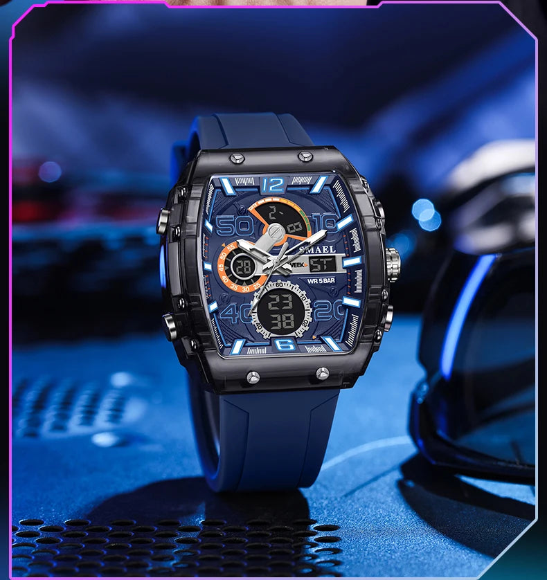 Smartwatch SMAEL 8109 – Dual Display, LED, Wodoszczelny 5ATM, Stoper i Alarm