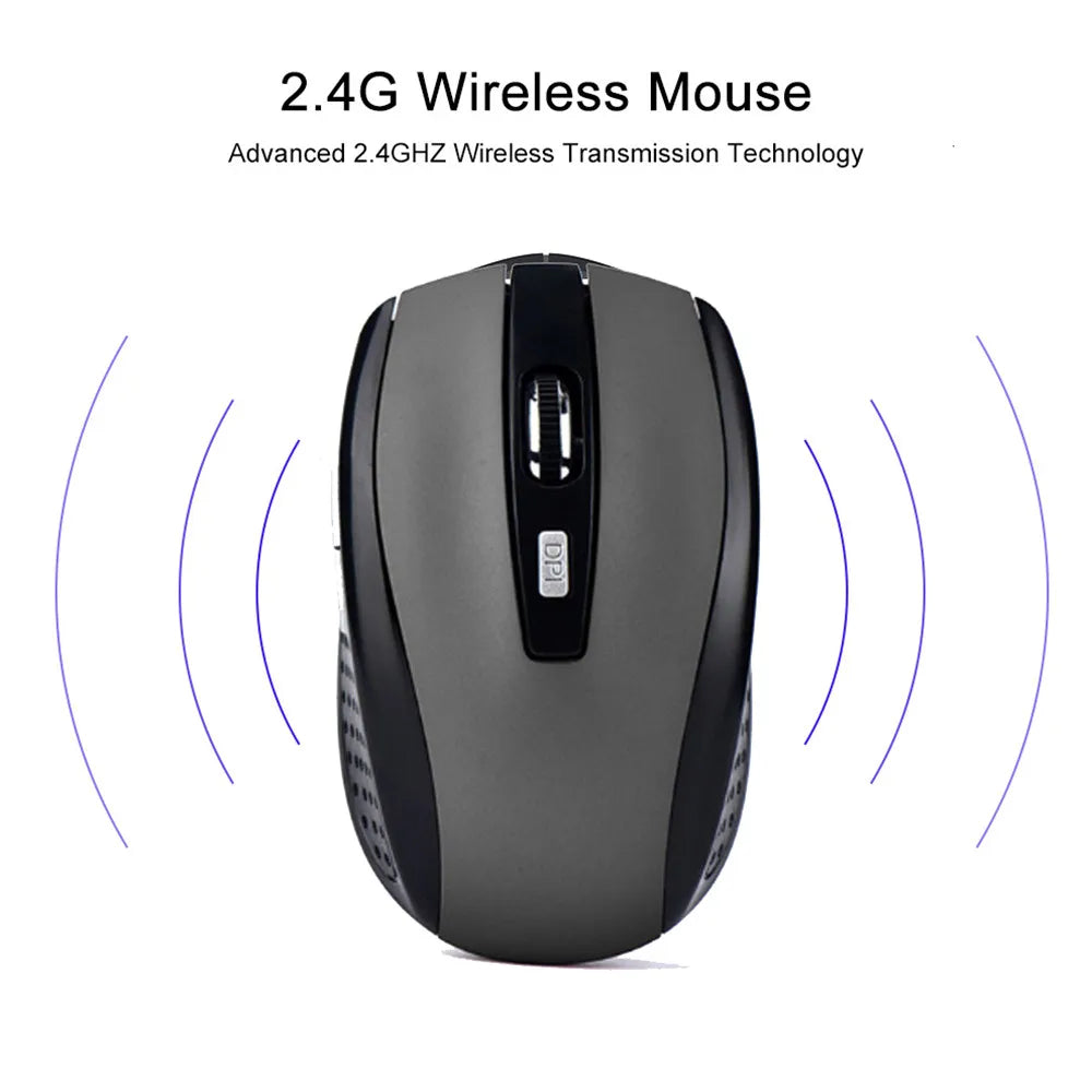 Mysz bezprzewodowa 2.4G optyczna 1200 DPI 6 przycisków cicha USB do PC Mac laptop