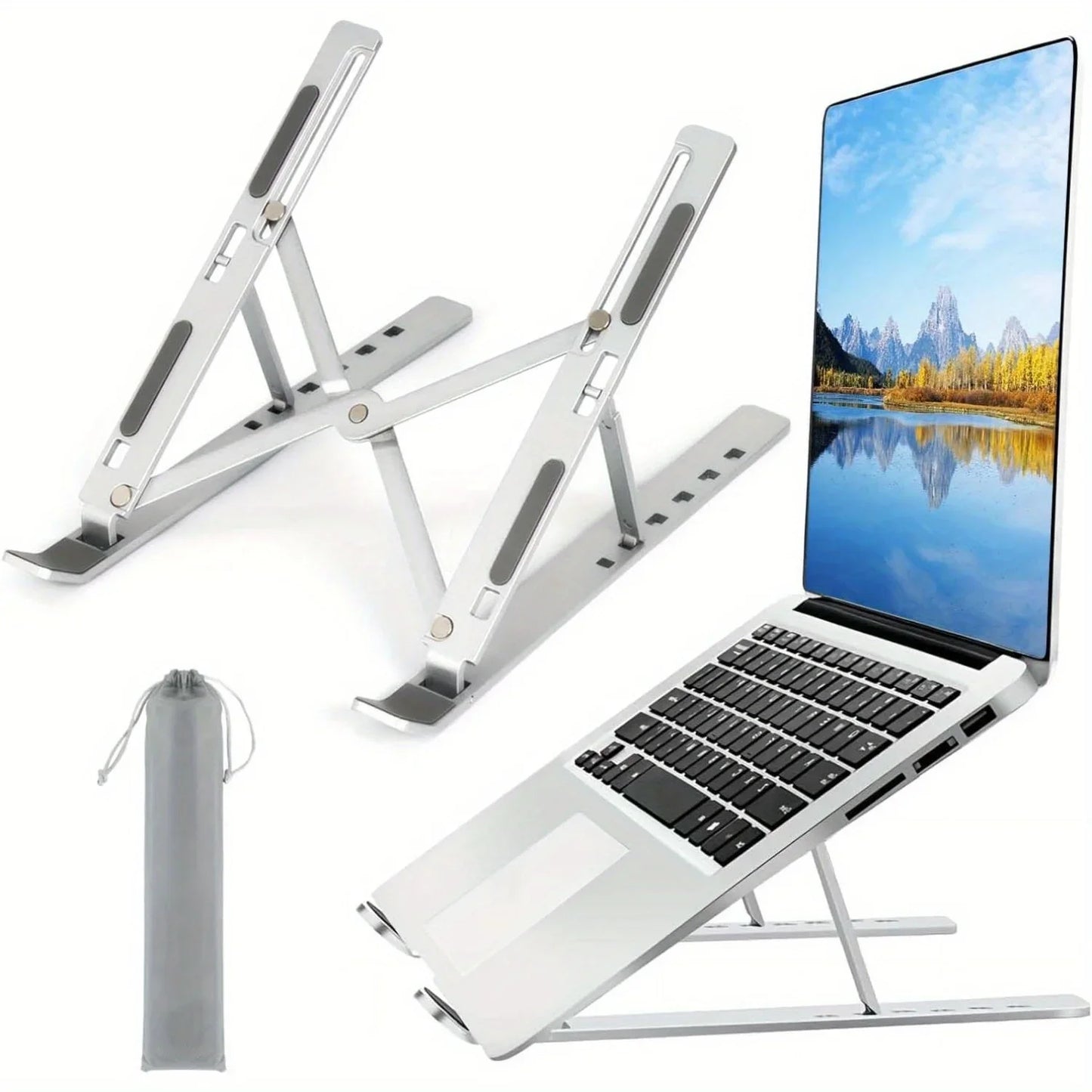 Składany Stojak pod Laptopa Aluminiowy 6 Poziomów Wysokości 8-16" Wentylacja
