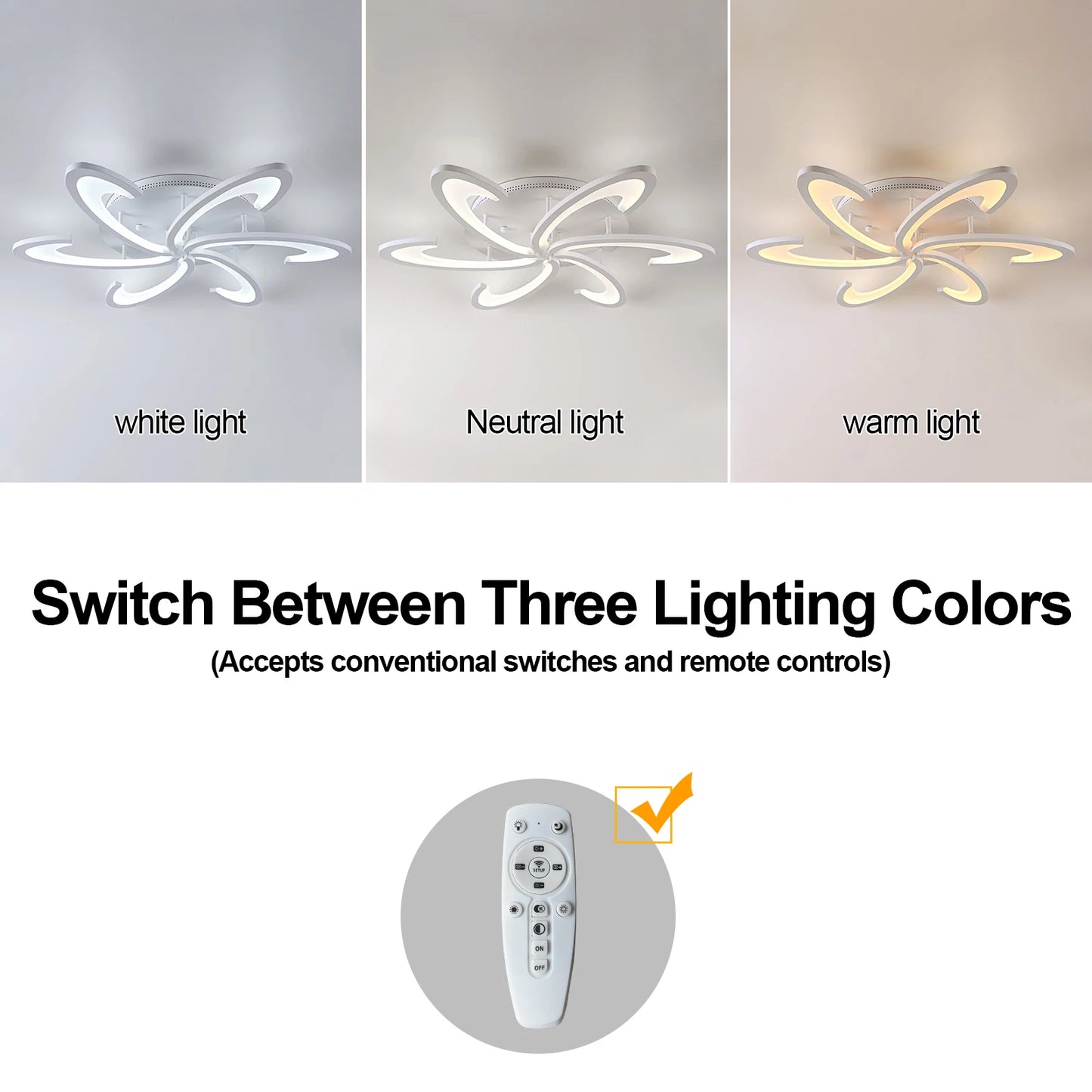 Lampa sufitowa LED Kwiat | Akryl i aluminium | 3 barwy światła | Pilot | 10-15 m²