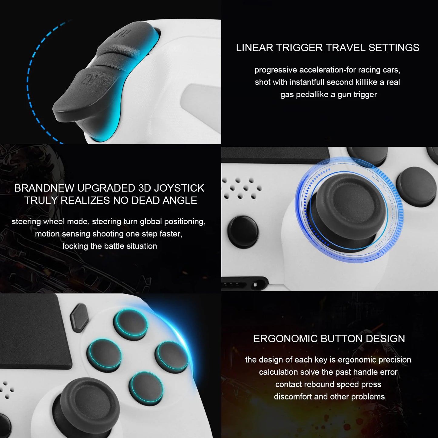 Pad bezprzewodowy GAMINJA P47 do PS4 PS3 PC – żyroskop 6-osiowy, touchpad, podwójne wibracje