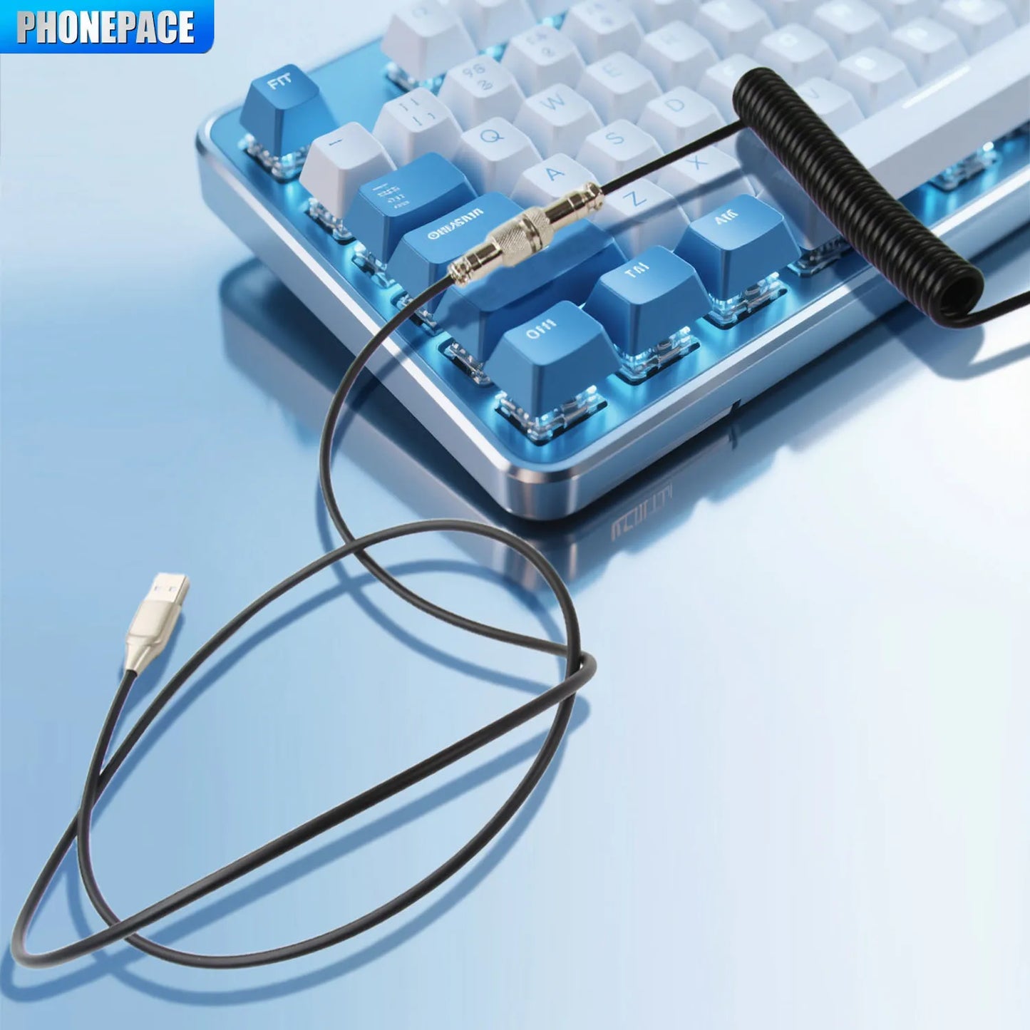 Spiralny Kabel USB-C do Klawiatury Mechanicznej z Złączem Lotniczym Aviator | do 3m