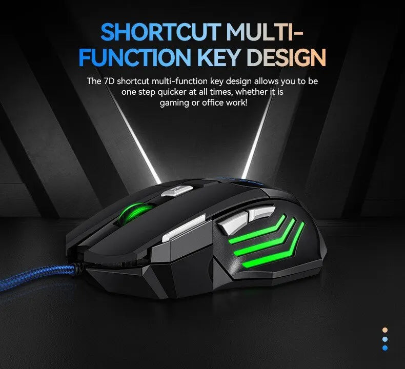 Mysz gamingowa RGB USB przewodowa 7 przycisków 5500 DPI ergonomiczna