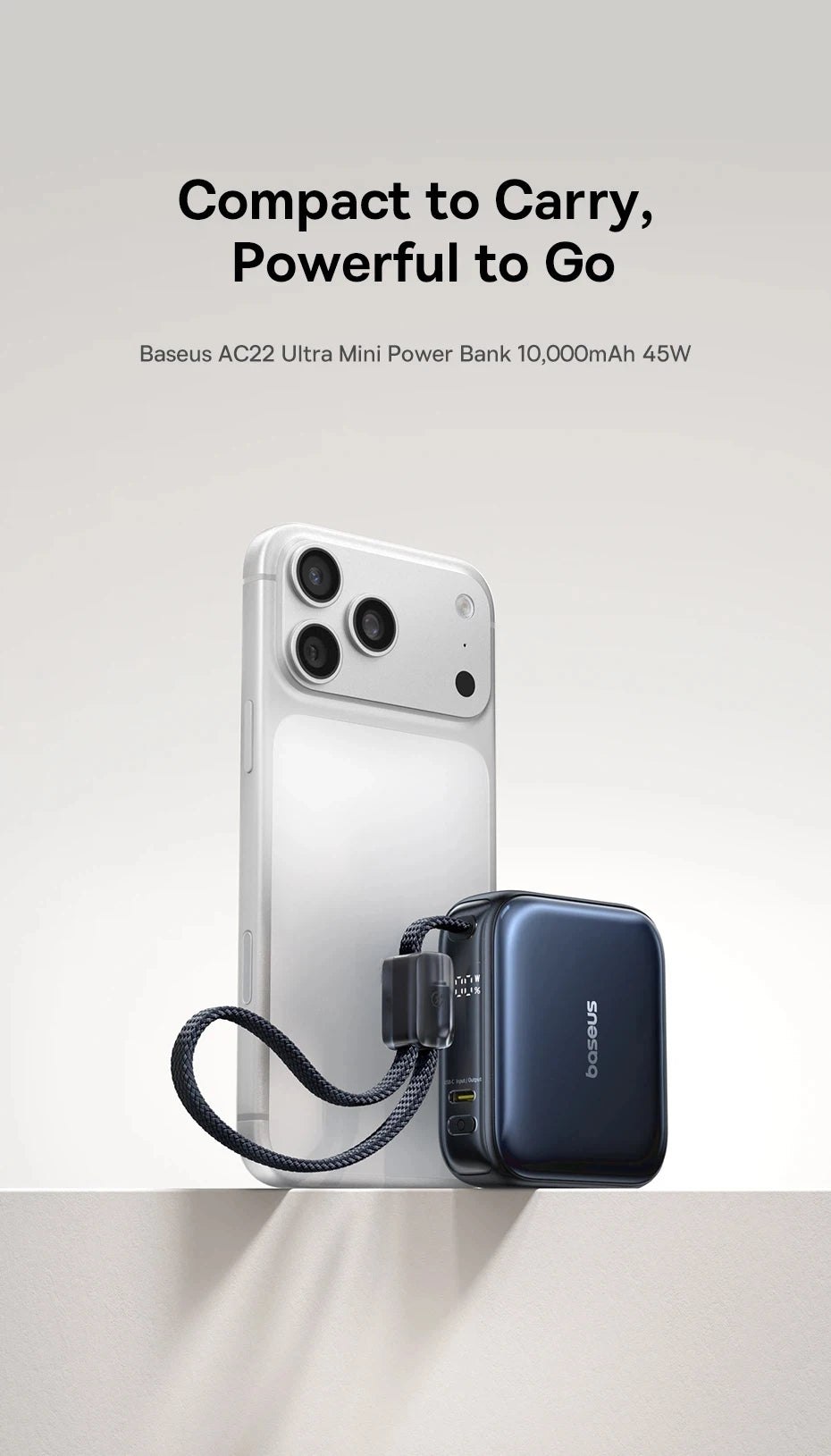 Baseus 45W Power Bank 10000mAh USB-C - Szybkie ładowanie