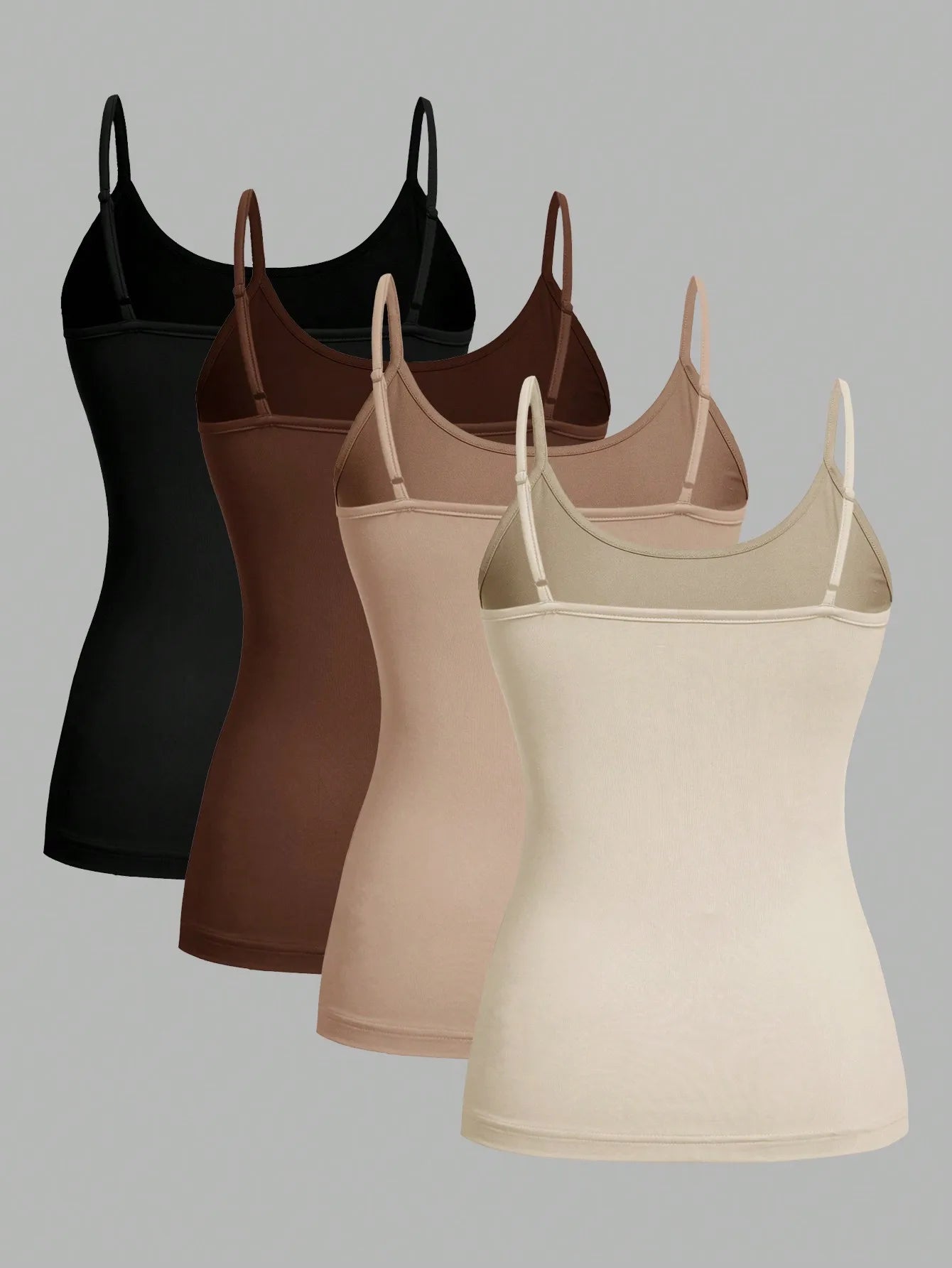 Top Damski na Ramiączkach Jednolity – Zestaw 4 Sztuk Camisole na Lato