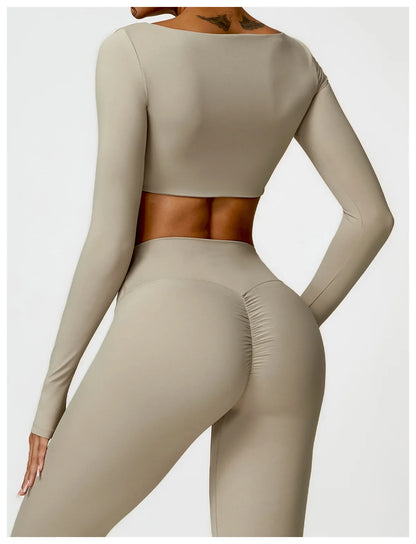 Sportowy Crop Top Damski z Kwadratowym Dekoltem – Szybkoschnący do Jogi i Siłowni
