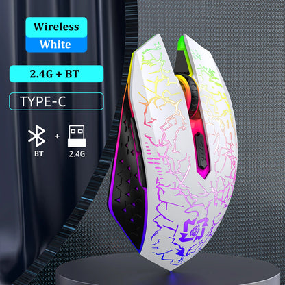Mysz Bezprzewodowa Gaming Dual-Mode Bluetooth 5.2 + 2.4G RGB 6 Przycisków DPI 800/1200/1600 USB-C