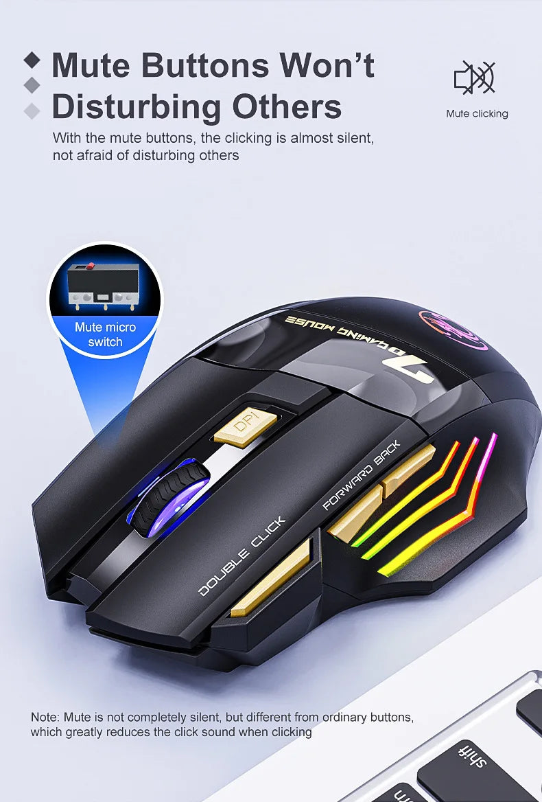 Mysz Bezprzewodowa IMICE GW-X7 Gaming 3200DPI Bluetooth 2.4GHz 7 Klawiszy LED RGB Cicha Ładowalna