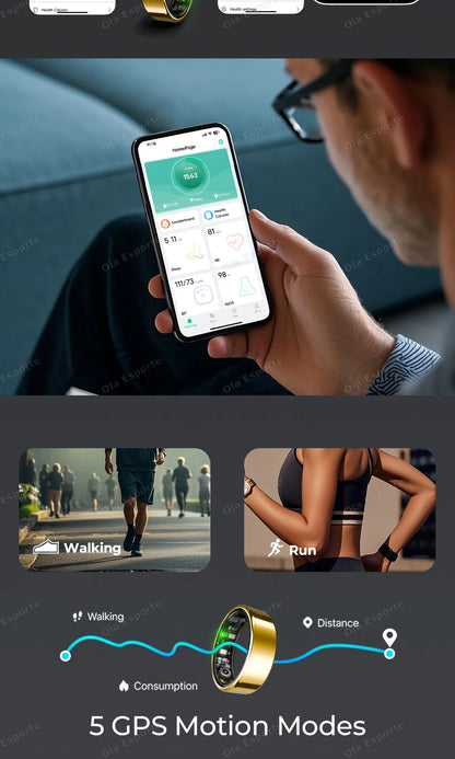 Inteligentny Pierścień Smartring – Tętno, Ciśnienie, Sen, SpO2 | IP68 | Bluetooth 5.3