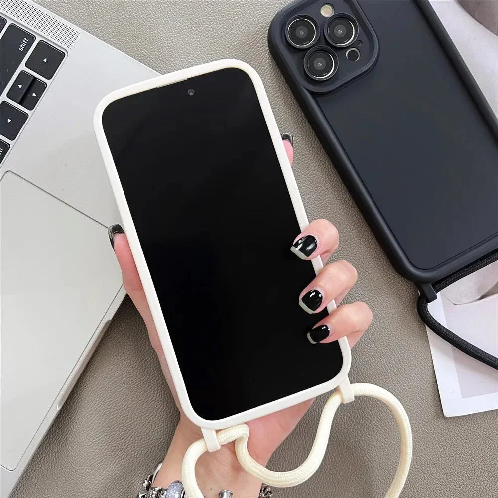 Etui z paskiem przez ramię do iPhone - regulowany sznurek, ochrona przed zarysowaniem