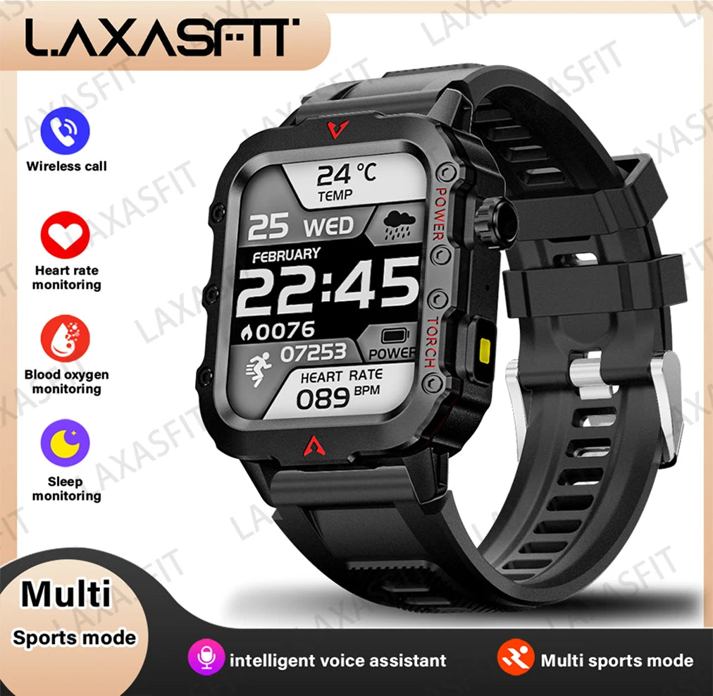 Smartwatch LAXASFIT Q11 – Latarka LED, Monitorowanie Zdrowia, Sport
