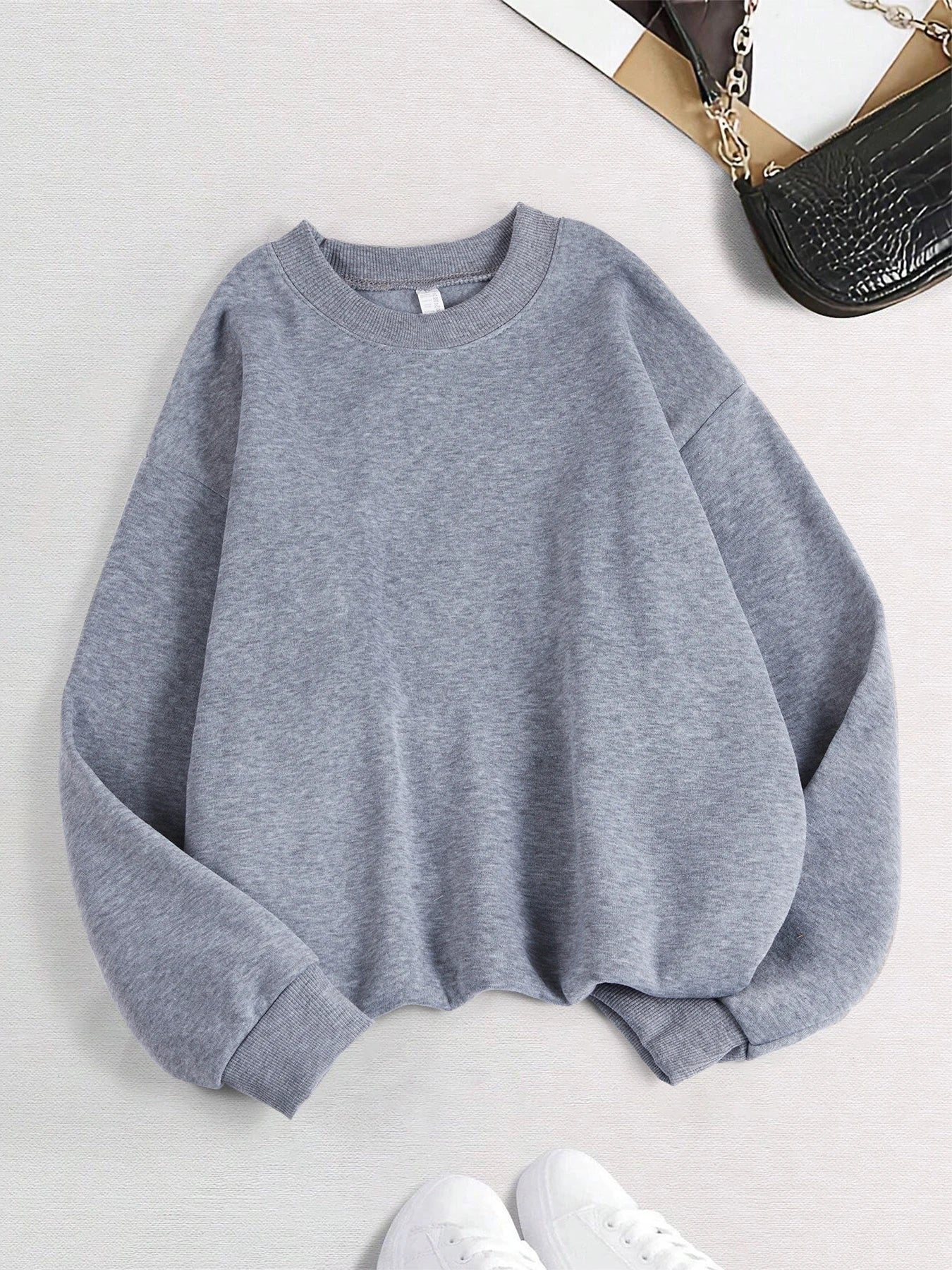 Ciepła Bluza Polarowa Damska bez Kaptura – Luźny Pullover na Jesień Zimę