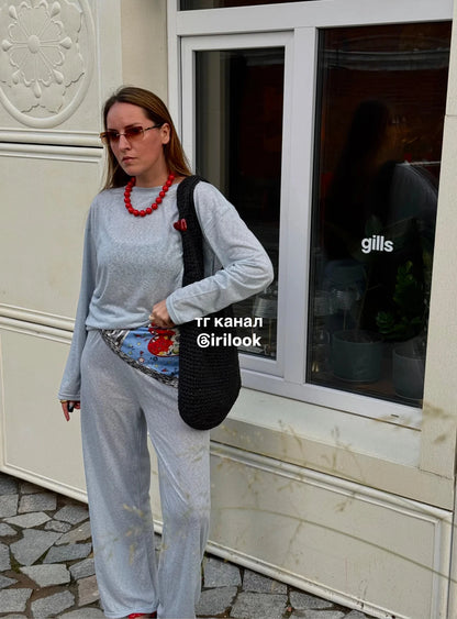 Damska koszulka z długim rękawem luźna miękka casual