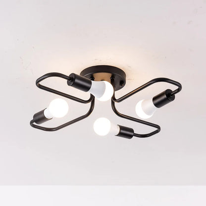Żyrandol LED do salonu i kuchni 4x12W E27 czarny metalowy sufitowy