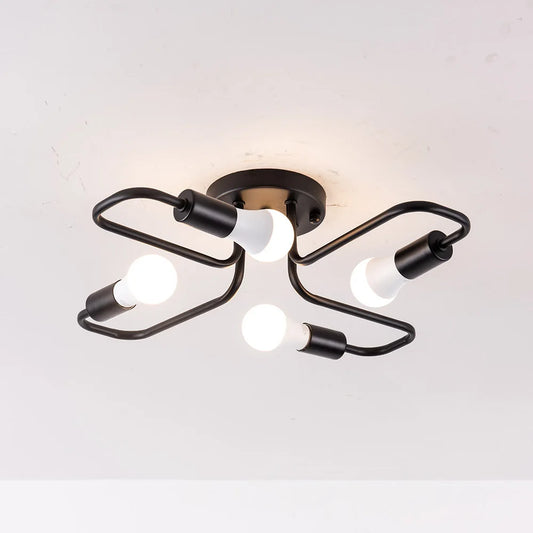 Żyrandol LED do salonu i kuchni 4x12W E27 czarny metalowy sufitowy