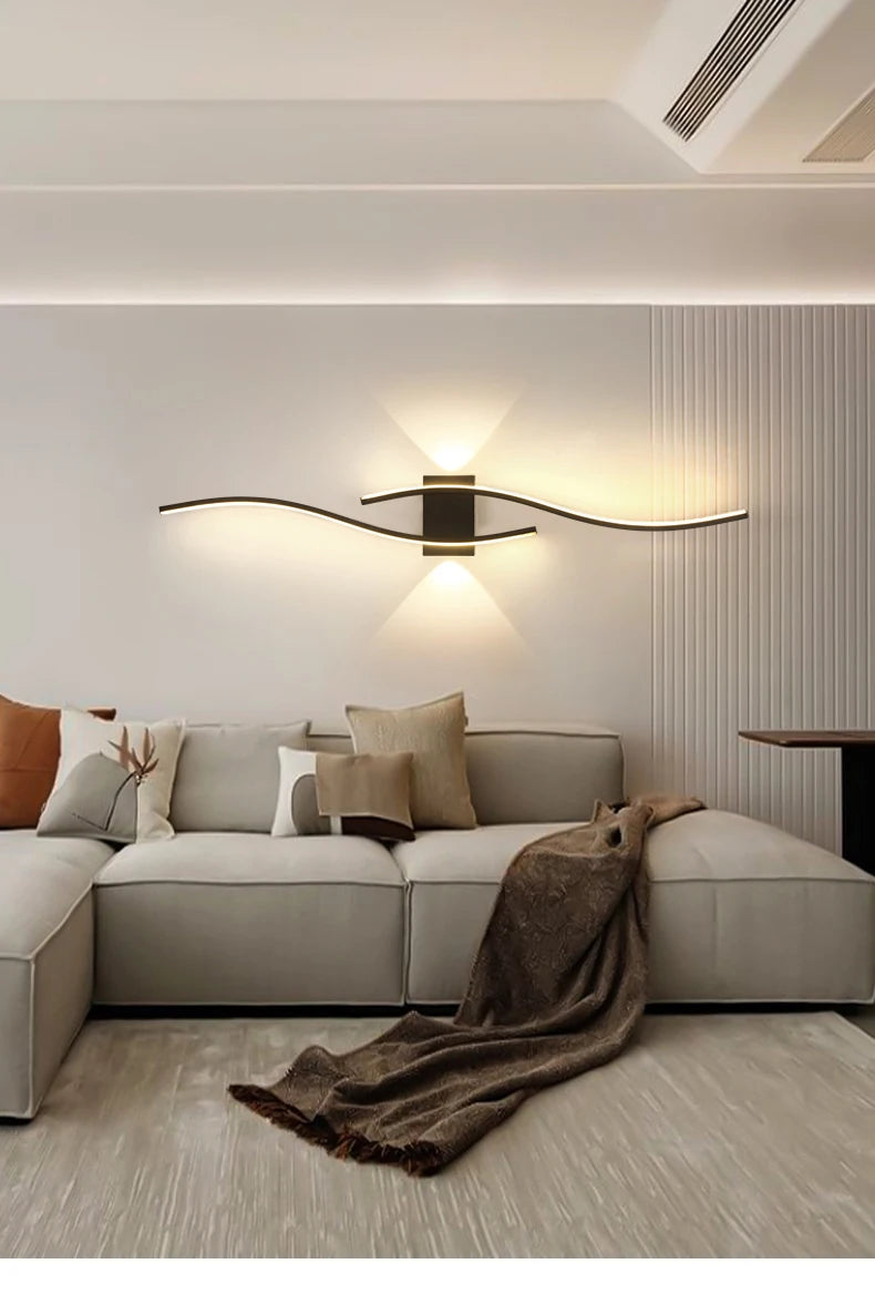 Kinkiet LED Ścienny Aluminiowy 12-18W Salon Sypialnia TV 60-80cm Czarny