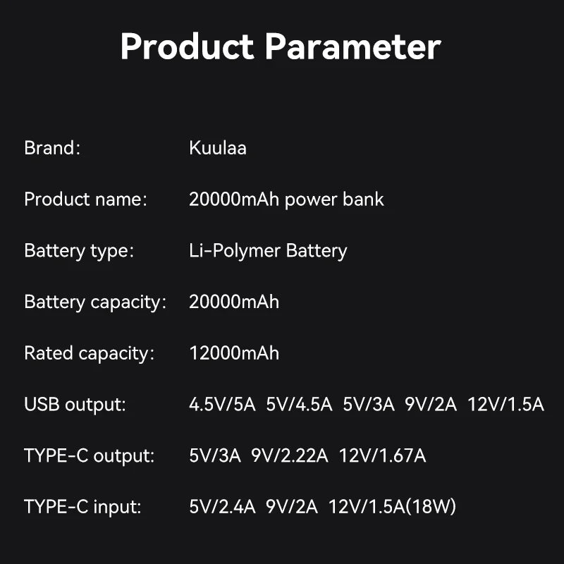 Power Bank 20000mAh 22.5W szybkie ładowanie iPhone Xiaomi