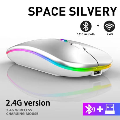 Mysz bezprzewodowa Bluetooth RGB podświetlenie LED ergonomiczna do laptopa PC 3600 DPI ładowana USB