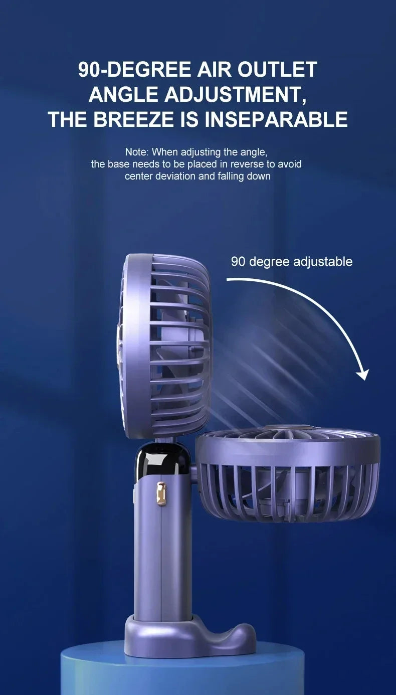 Wentylator ręczny USB z wyświetlaczem LED 5 prędkości 90° aromaterapia klips