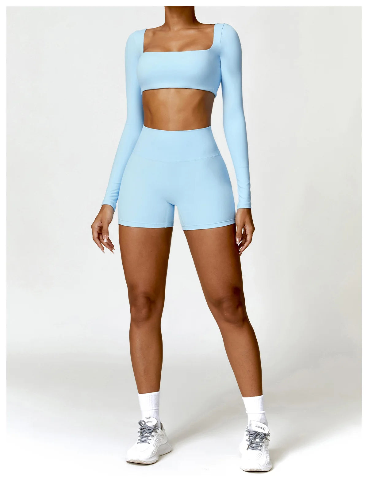 Sportowy Crop Top Damski z Kwadratowym Dekoltem – Szybkoschnący do Jogi i Siłowni
