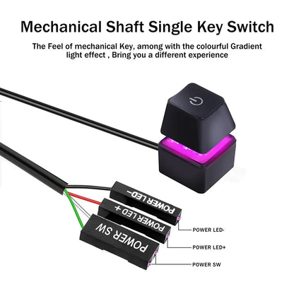 Przełącznik Start/Reset PC z Podświetleniem RGB – Kabel 1,8m