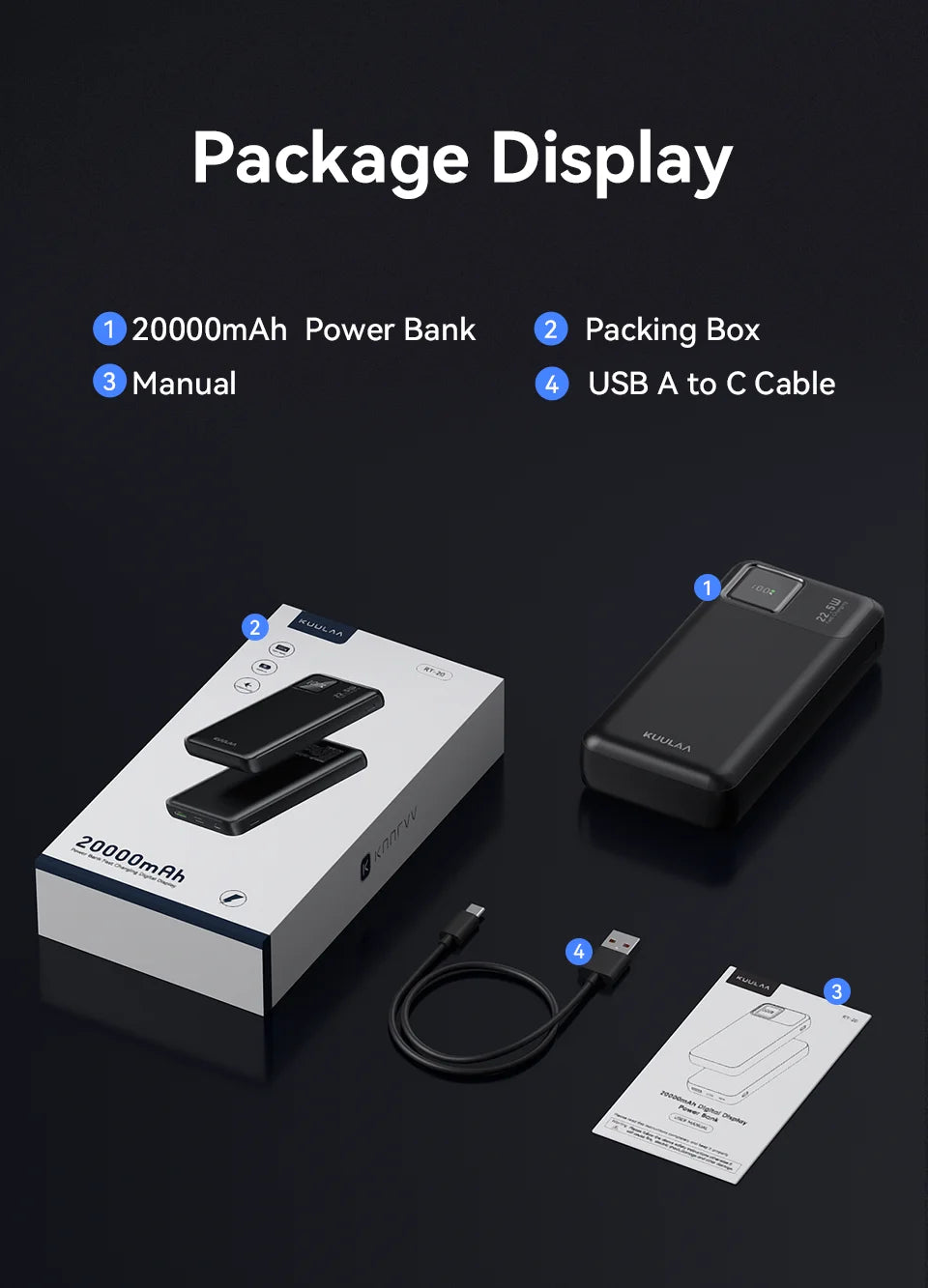 Power Bank 20000mAh 22.5W szybkie ładowanie iPhone Xiaomi