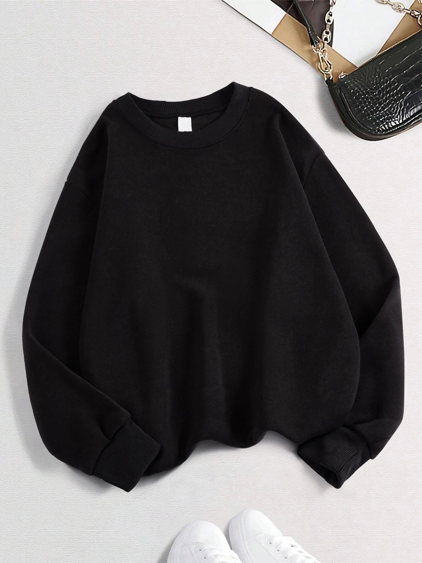 Ciepła Bluza Polarowa Damska bez Kaptura – Luźny Pullover na Jesień Zimę